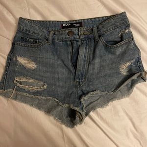 High rise denim cheeky shorts from urban